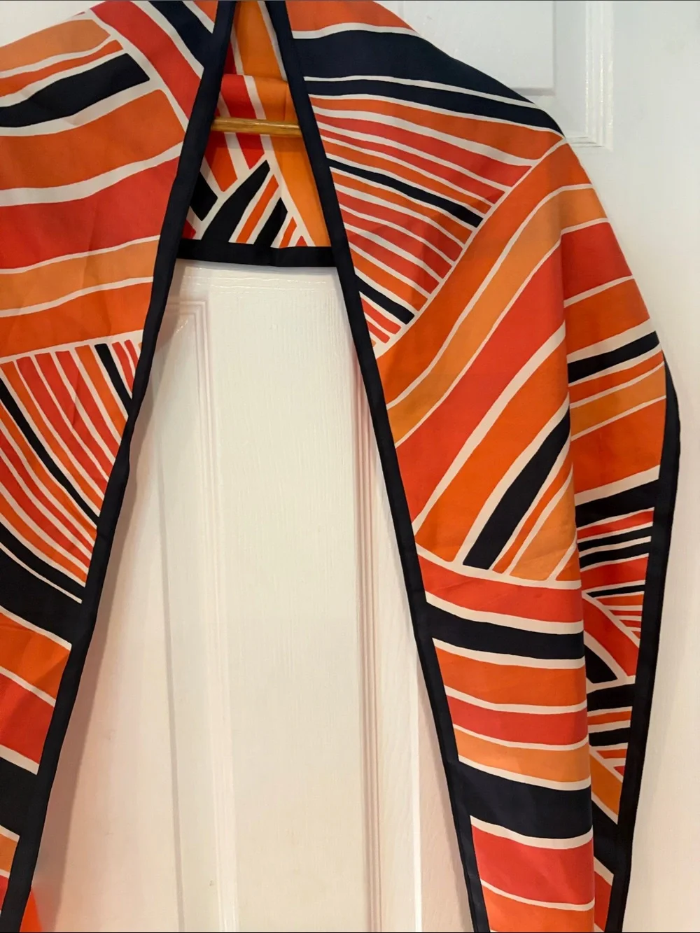 Banana Republic Orange & Black Striped Silk Scarf